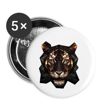 Geometric Tiger Animation - Buttons small 1''/25 mm (5-pack) - white - Front