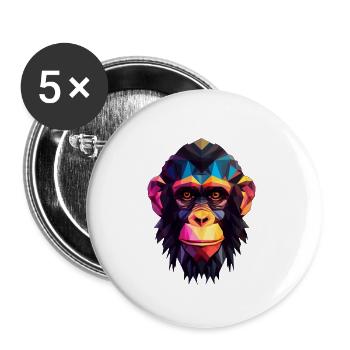 Chimpanzé de style géométrique - Lot de 5 petits badges (25 mm) - blanc - Devant