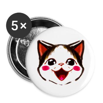 Cute kitten kawaii anime face - Buttons small 1''/25 mm (5-pack) - white - Front