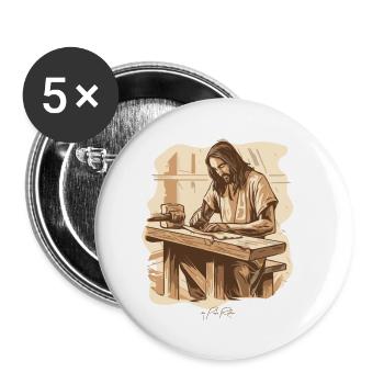 Jesus Joseph: The Original Carpenter - Buttons small 1''/25 mm (5-pack) - white - Front