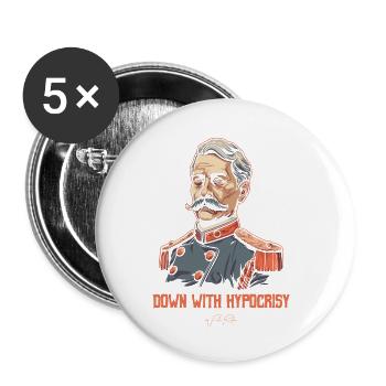 Aristokraten Porträt, Nieder mit der Heuchelei - Buttons klein 25 mm (5er Pack) - Weiß - Vorne