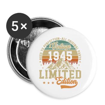 79. Geburtstag Vintage Geburtstagsfeier 1945 - Buttons klein 25 mm (5er Pack) - Weiß - Vorne