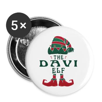 Der Davi Elf Pyjama für lustige Weihnachtsfeiertage - Buttons klein 25 mm (5er Pack) - Weiß - Vorne