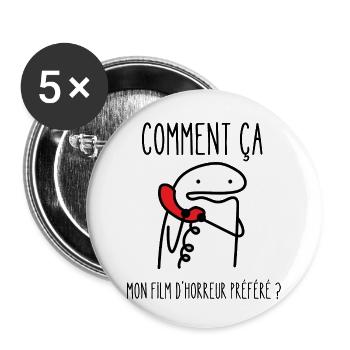 film d'horreur - Lot de 5 petits badges (25 mm) - blanc - Devant