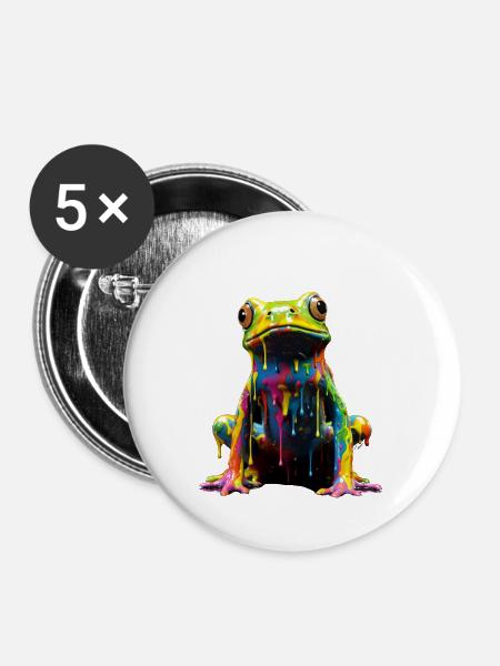 Rainbow Frog - Buttons klein 25 mm (5er Pack) - Weiß