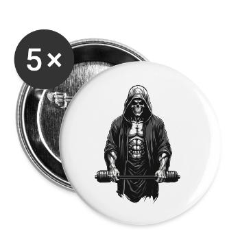 Grim Reaper Bodybuilder Fitness Design - Lot de 5 petits badges (25 mm) - blanc - Devant