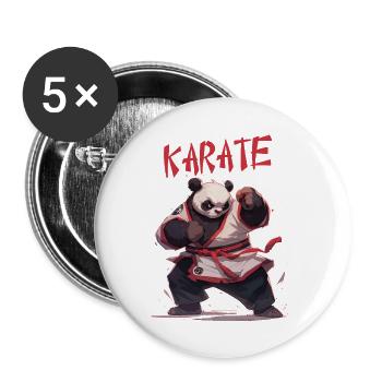 Lustiger japanischer Karate Panda Kawaii Karateka - Buttons klein 25 mm (5er Pack) - Weiß - Vorne