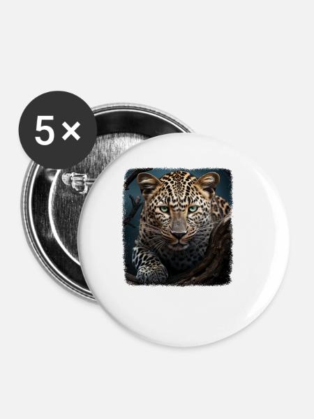 Leoparde realistic Leopard - Buttons klein 25 mm (5er Pack) - Weiß