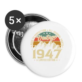Vintage 1947 Birthday - Buttons small 1''/25 mm (5-pack) - white - Front