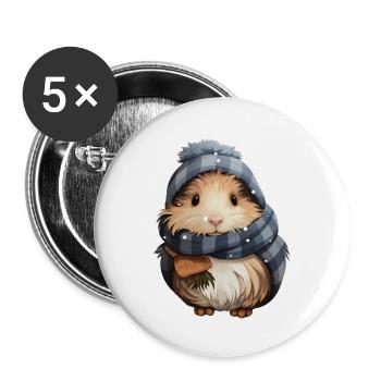 Meeri d’hiver - Lot de 5 petits badges (25 mm) - blanc - Devant