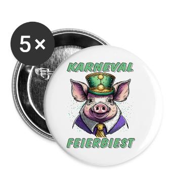 Pig Carnival PARTY BEAST - Buttons small 1''/25 mm (5-pack) - white - Front
