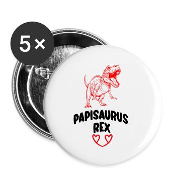 Papisaurus Rex Idée Cadeau Fête des Grands-Pères - Lot de 5 petits badges (25 mm) - blanc - Devant