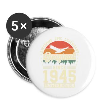 Legendärer 79. Geburtstag - Jahrgang 1945 Retro - Buttons klein 25 mm (5er Pack) - Weiß - Vorne