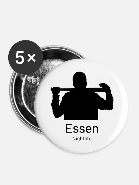 Essen. Nightlife - Buttons klein 25 mm (5er Pack) - Weiß