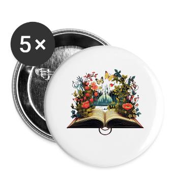 Jardin du Mot - Lot de 5 petits badges (25 mm) - blanc - Devant