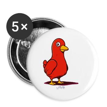 Der verdächtige Cartoon Vogel - Buttons klein 25 mm (5er Pack) - Weiß - Vorne