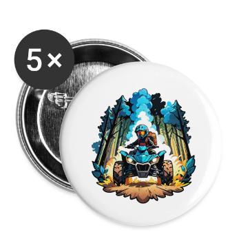 quad et tout terrain - Lot de 5 petits badges (25 mm) - blanc - Devant