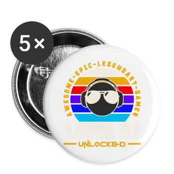 Stufe 21 - Buttons klein 25 mm (5er Pack) - Weiß - Vorne