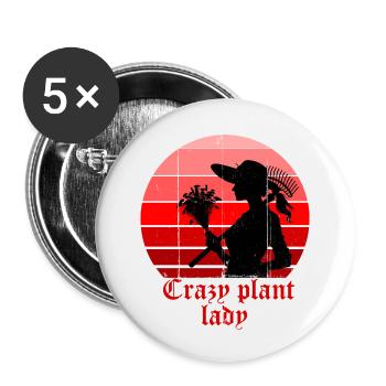 Crazy plant lady, passionate gardener - Buttons small 1''/25 mm (5-pack) - white - Front