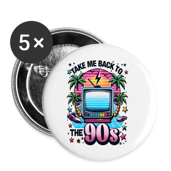 Take me Back to the 90s - Buttons klein 25 mm (5er Pack) - Weiß - Vorne