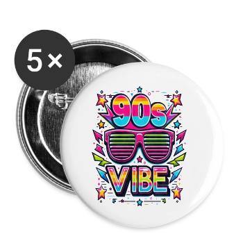 90s Vibe Vintage Retro - Buttons klein 25 mm (5er Pack) - Weiß - Vorne