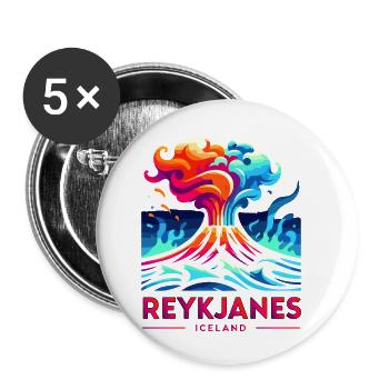 Éruption du volcan de Reykjanes, Islande - Lot de 5 petits badges (25 mm) - blanc - Devant
