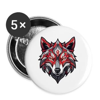 Wolf Tattoo - Buttons small 1''/25 mm (5-pack) - white - Front