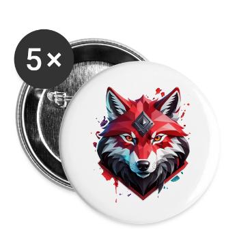 Wolf Tattoo - Buttons small 1''/25 mm (5-pack) - white - Front