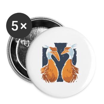 Deux oiseaux étranges - Lot de 5 petits badges (25 mm) - blanc - Devant