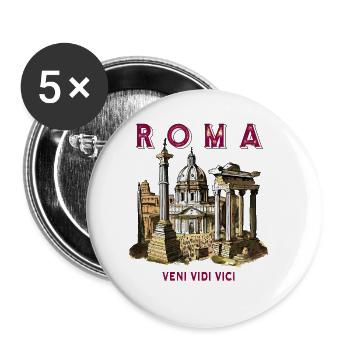 ROMA VENI VIDI VICI - Lot de 5 petits badges (25 mm) - blanc - Devant