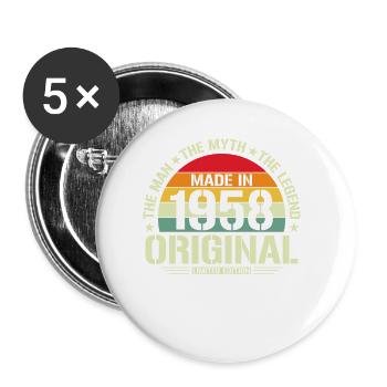 Vintage 1958 - Legendärer 66. Geburtstag - Buttons klein 25 mm (5er Pack) - Weiß - Vorne