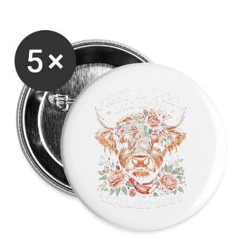 Juste une fille qui aime les vaches Highland - Lot de 5 petits badges (25 mm) - blanc - Devant