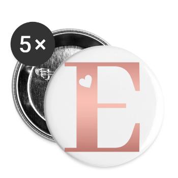 Buchstabe E Roségold - Buttons klein 25 mm (5er Pack) - Weiß - Vorne
