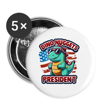 Dino Nuggets Président Américain États-Unis Dinosaure - Lot de 5 petits badges (25 mm) - blanc - Devant