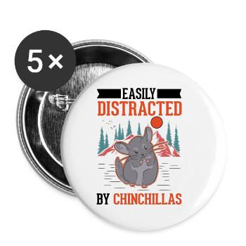 Easily distracted by Chinchillas - Buttons small 1''/25 mm (5-pack) - white - Front