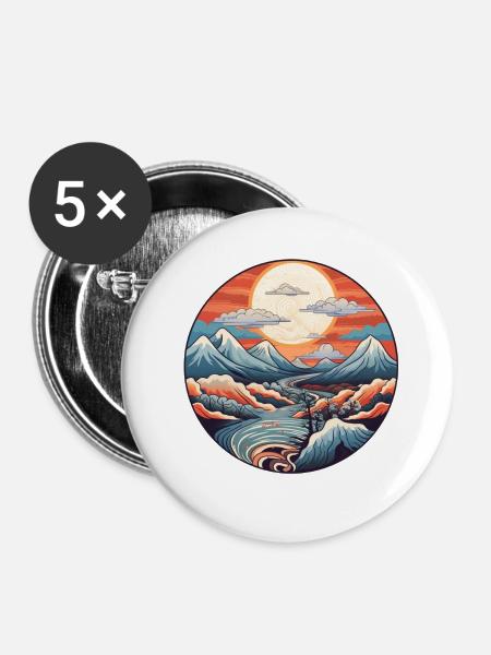 Abstrakte Alpen - Buttons klein 25 mm (5er Pack) - Weiß