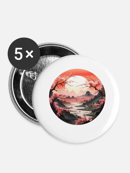 Blütenlandschaft - Buttons klein 25 mm (5er Pack) - Weiß