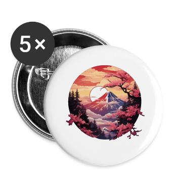Geometric Peaks - Buttons small 1''/25 mm (5-pack) - white - Front