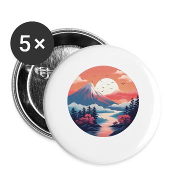 Zen-Gebirge - Buttons klein 25 mm (5er Pack) - Weiß - Vorne