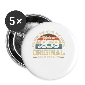 Elegant Vintage Birthday Surprise 1959 - Buttons small 1''/25 mm (5-pack) - white - Front