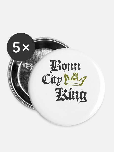 Bonn City King - Buttons klein 25 mm (5er Pack) - Weiß