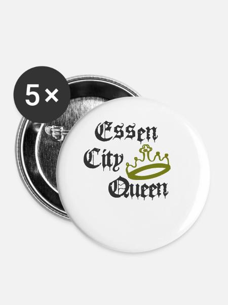 Essen City Queen - Buttons klein 25 mm (5er Pack) - Weiß