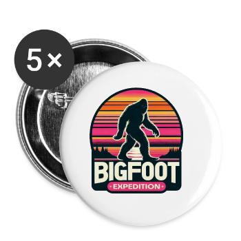 Bigfoot Expedition Hiking | Sasquatch Hunter - Buttons small 1''/25 mm (5-pack) - white - Front