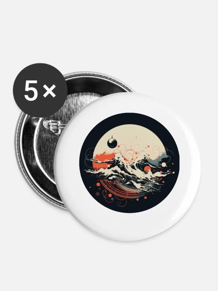 Kiku-Peak - Buttons klein 25 mm (5er Pack) - Weiß