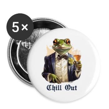 Grenouille cool en smoking avec boisson disant citation - Lot de 5 petits badges (25 mm) - blanc - Devant
