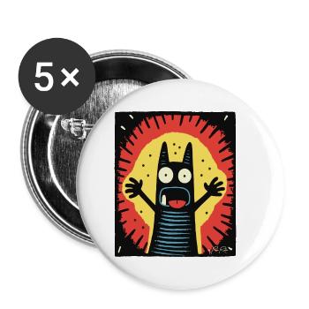 Regarde-moi! L’attention du chat - Lot de 5 petits badges (25 mm) - blanc - Devant