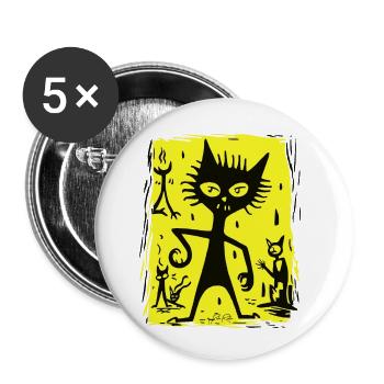 Demonic Cat from Hell - Buttons small 1''/25 mm (5-pack) - white - Front