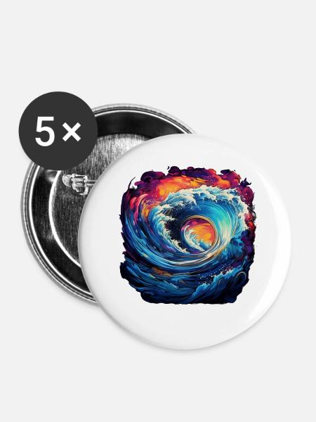 Neon Ocean Odyssey - Buttons klein 25 mm (5er Pack) - Weiß
