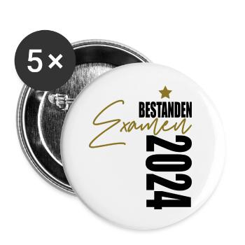 Examen 2024 bestanden - Buttons klein 25 mm (5er Pack) - Weiß - Vorne