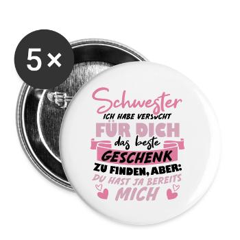 Schwester versucht das beste für dich finden - Buttons klein 25 mm (5er Pack) - Weiß - Vorne
